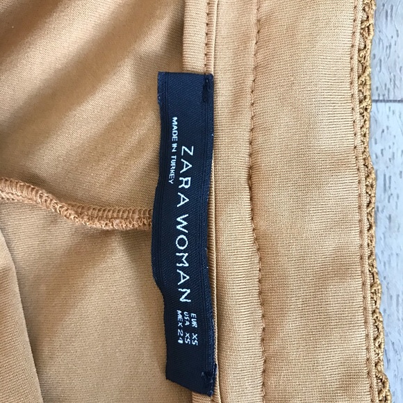 Zara Mustard Crochet Lace Pants Sz XS - Picture 3 of 6